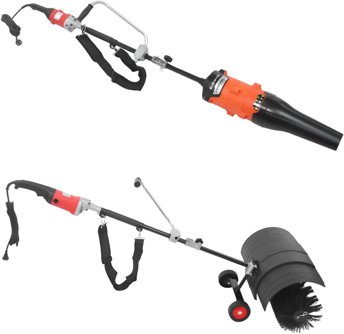 wanwanper Kehrer, 1600 W, 1600 W, Nylon, Aluminium, Schwarz, 2-in-1 Handkehrmaschine und Gebläse mit Rädern, Kehr- und Blasgerät zum Reinigen von Laub