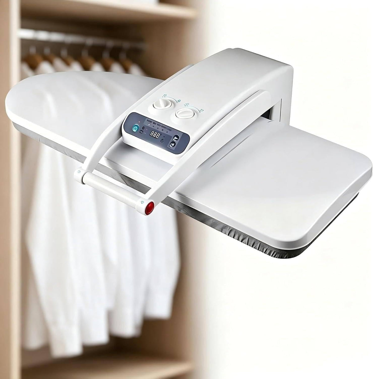 FJYAWEN Bügelpressen, 1800 W, 50 Kg, Schwarz, Dampfbügelpresse Mit LED-Display, 150 G/Min Dampf, Druck