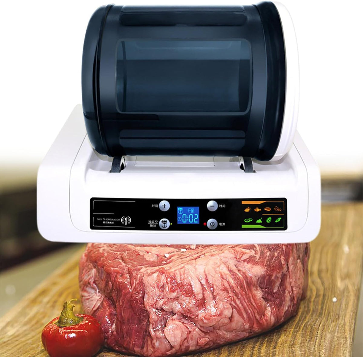 FLNOZAMZ Fleischwölfe, 5 l, 4 W, AS, Schwarz, Vakuum-Tumbler-Marinierer, Fleisch-Tumbler-Marinierer, Fleischzartmacher Maschine