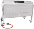 Beeketal Gasgrill, Silber, 'BSG-120D' Edelstahl Spanferkelgrill mit Deckel, Elektromotor und Spieß (3-fach verstellbar) - Gasbrenner