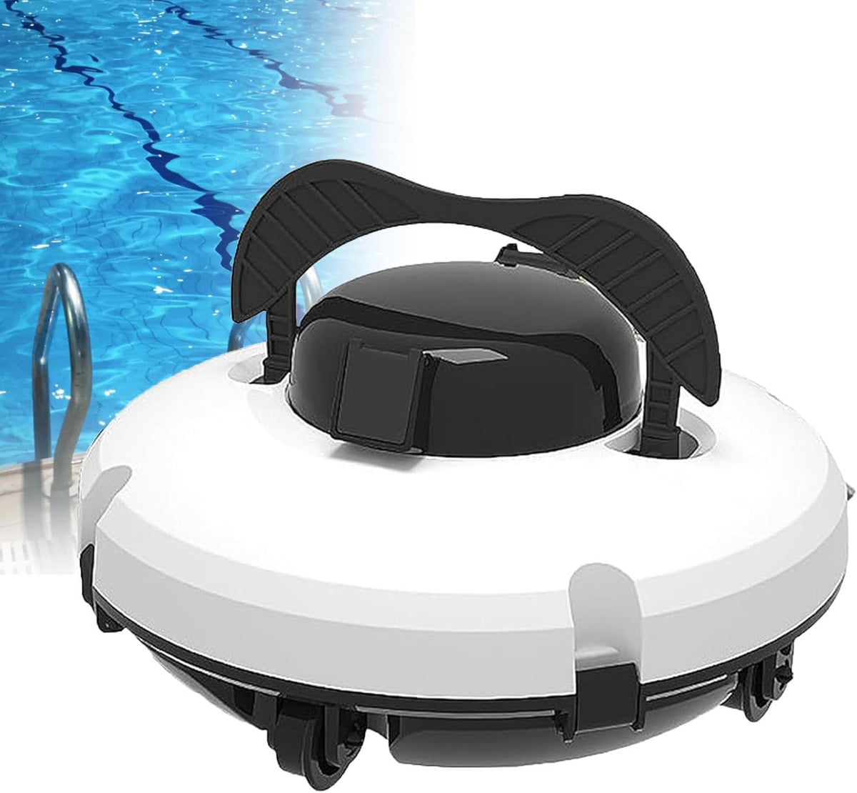 Poolroboter Staubsauger, Schwarz, für große Pools, selbstaufladend & schnelles Laden, kabelloser mit leisem Betrieb