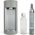 Mysoda Wassersprudler, 1 L, Transparent, Glassy aus Holzkomposit und Aluminium mit CO2-Zylinder