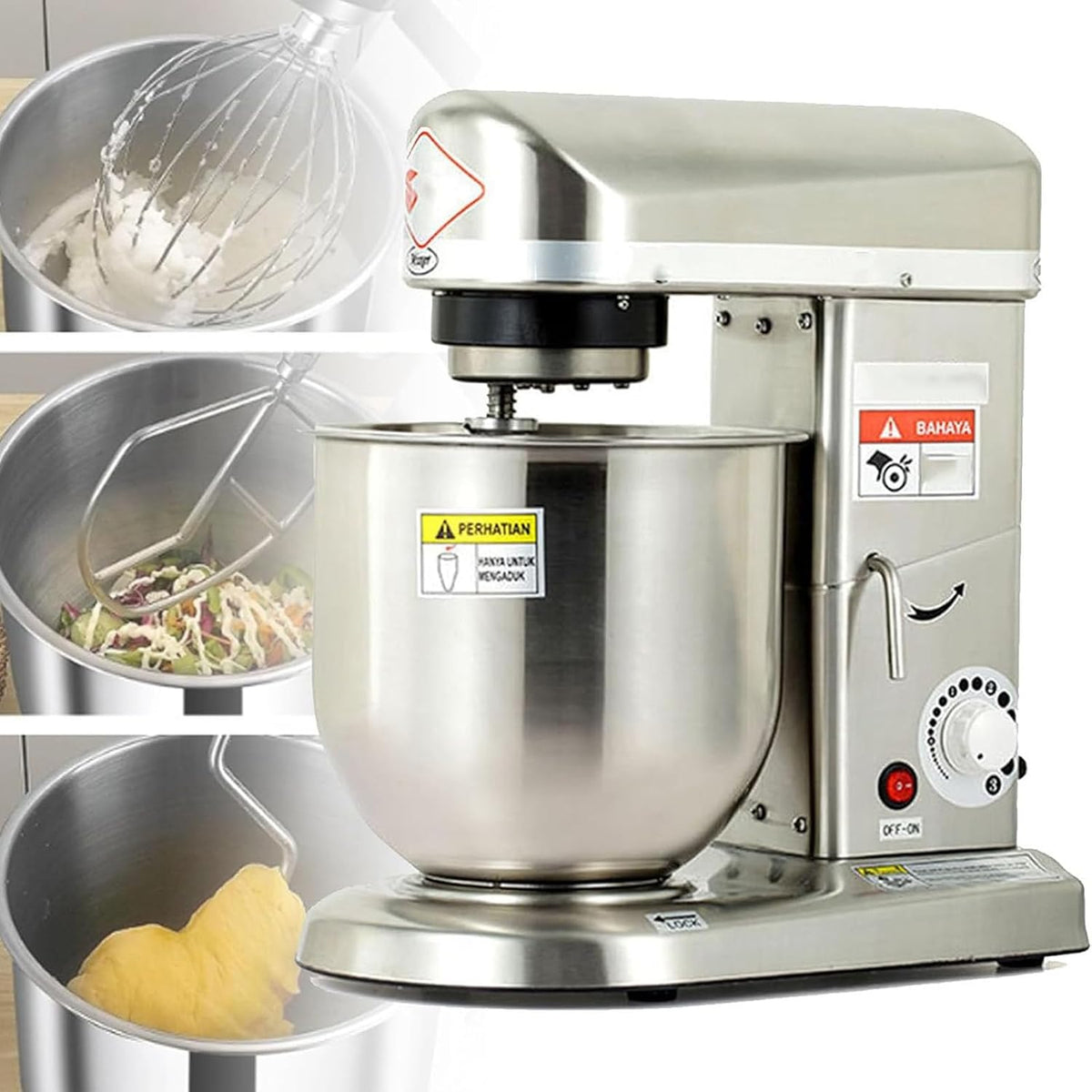DPQYJPP Knet- & Rührmaschinen, 5l/7l/10l, 500 W, Edelstahl, Schwarz, Elektrischer Standmixer, gewerblicher Küchenmixer