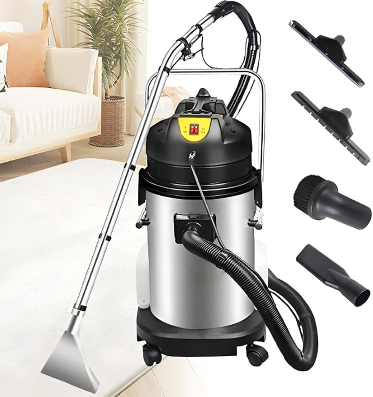 Oiyekntd Sofa, 40 L, Edelstahl, Kunststoff, EVA, Baumwolle, Schwarz, Professionelle 3-in-1-Teppichreinigungsmaschine mit Sprüh