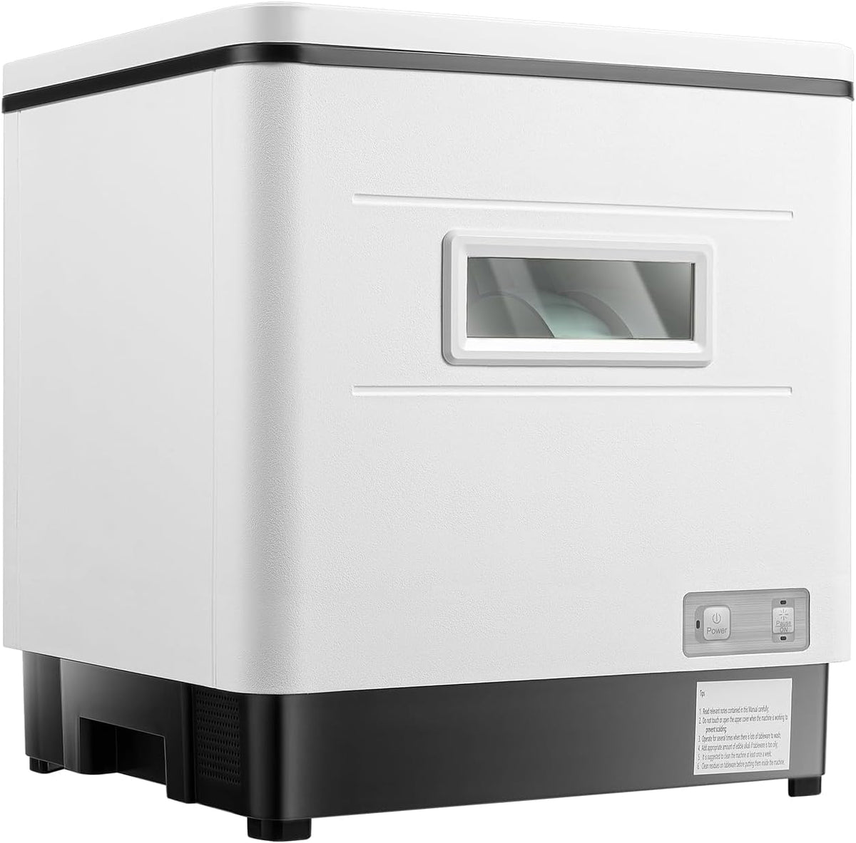 Mermajestic Tischgeschirrspüler, Ungefähr 55 dB (5m/16.4ft Entfernung), 800 W, 12l, PP in Lebensmittelqualität, 201 Edelstahl, Weiß