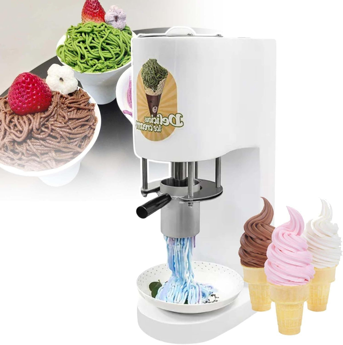 HCAUYNN Eismaschine, 80 W, Schwarz, Softeis-Nudelmaschine, FüR Zuhause Oder Gewerbe