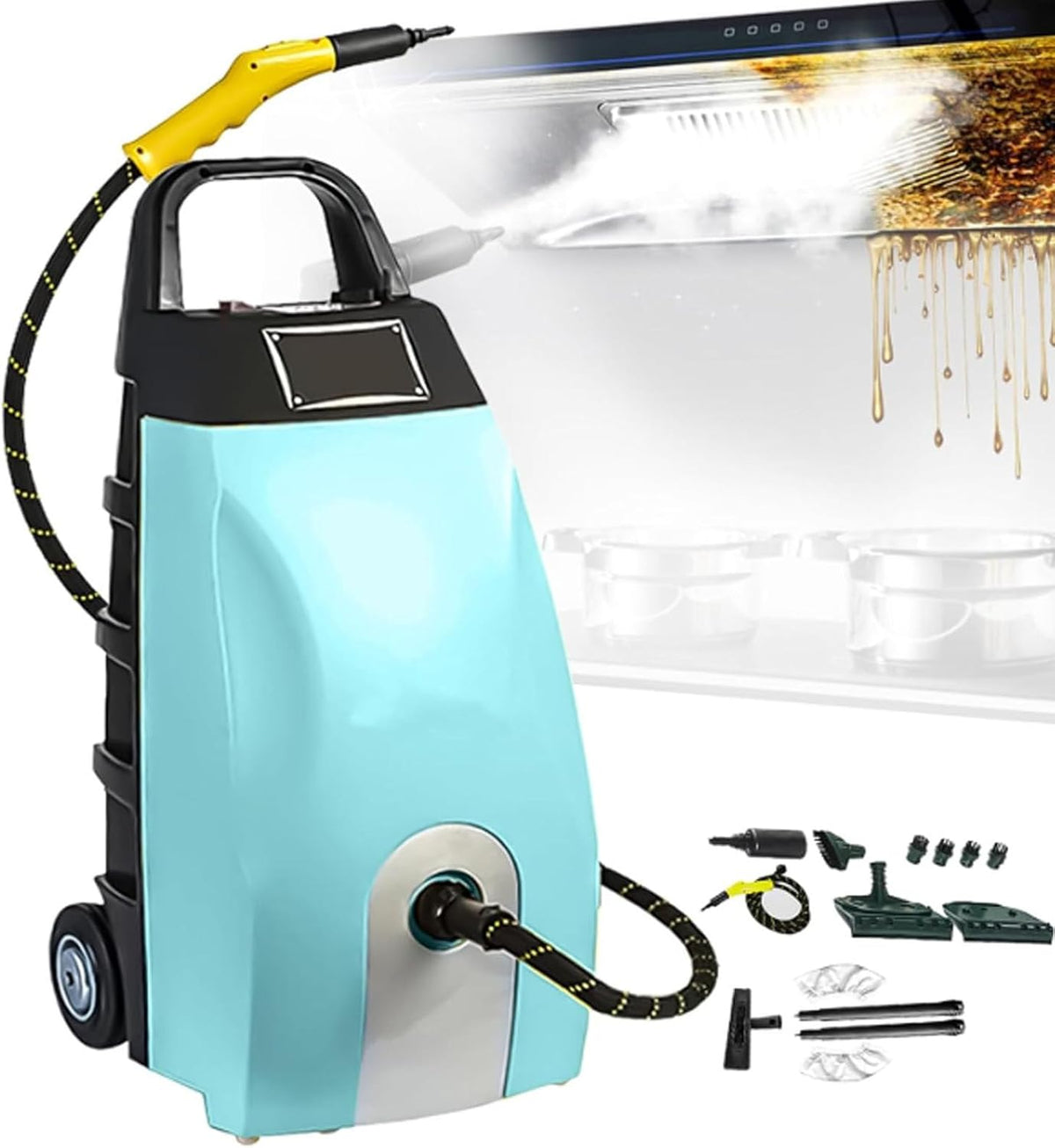 Oiyekntd Mikrowelle, 3000 W, Gelb, Mehrzweck-Dampfreiniger, Hochdruck-Dampfreiniger für die Reinigung von Haushalt
