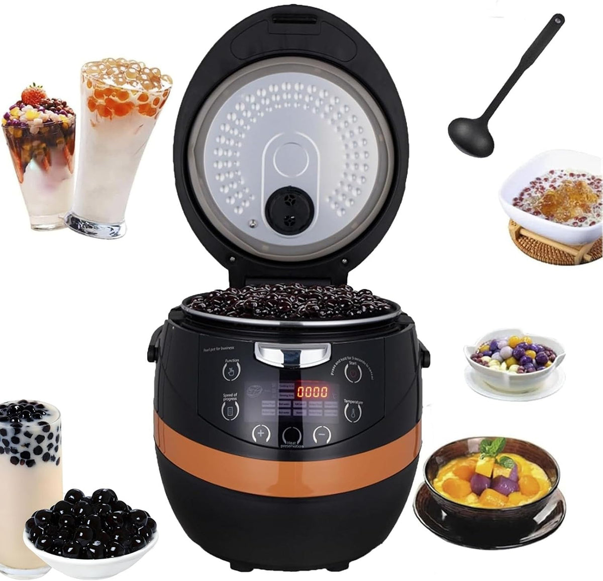 RSQQL Multikocher, 1500 g, 1350 W, 8 l, Grau, Automatischer Boba Maker Perlentopf, kommerzieller Tapiokakocher