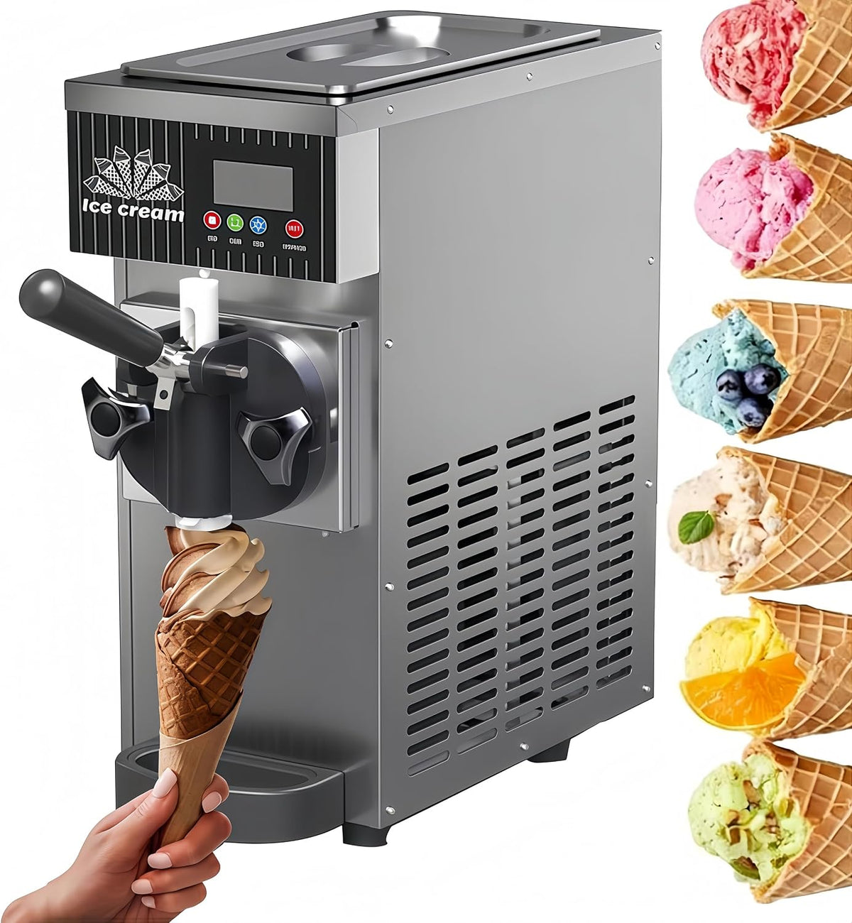 DIUNAOZI Eismaschine, 450 W, 5 Kg, Silber, Soft FüR Zuhause, Eine Geschmacksrichtung, 4- /H ProduktionskapazitäT
