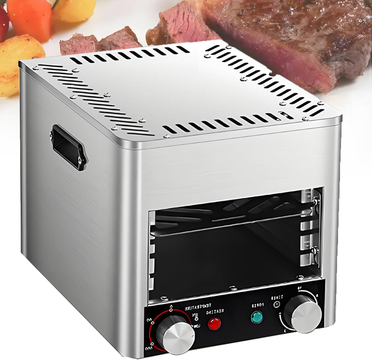 QuinteZhenTially Elektrogrill, 33,3 x 25,8 x 26,8 cm / 51,2 x 25,8 x 26,8 cm, 1700 W / 3400 W, Edelstahl, Gummi, PP, Schwarz