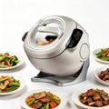 ORIDLECTAL Elektrische Woks, 2000 W, 6 l, Schwarz, Stir-Fry Pan Robot, Küchenmaschine: Elektrischer Kochwok