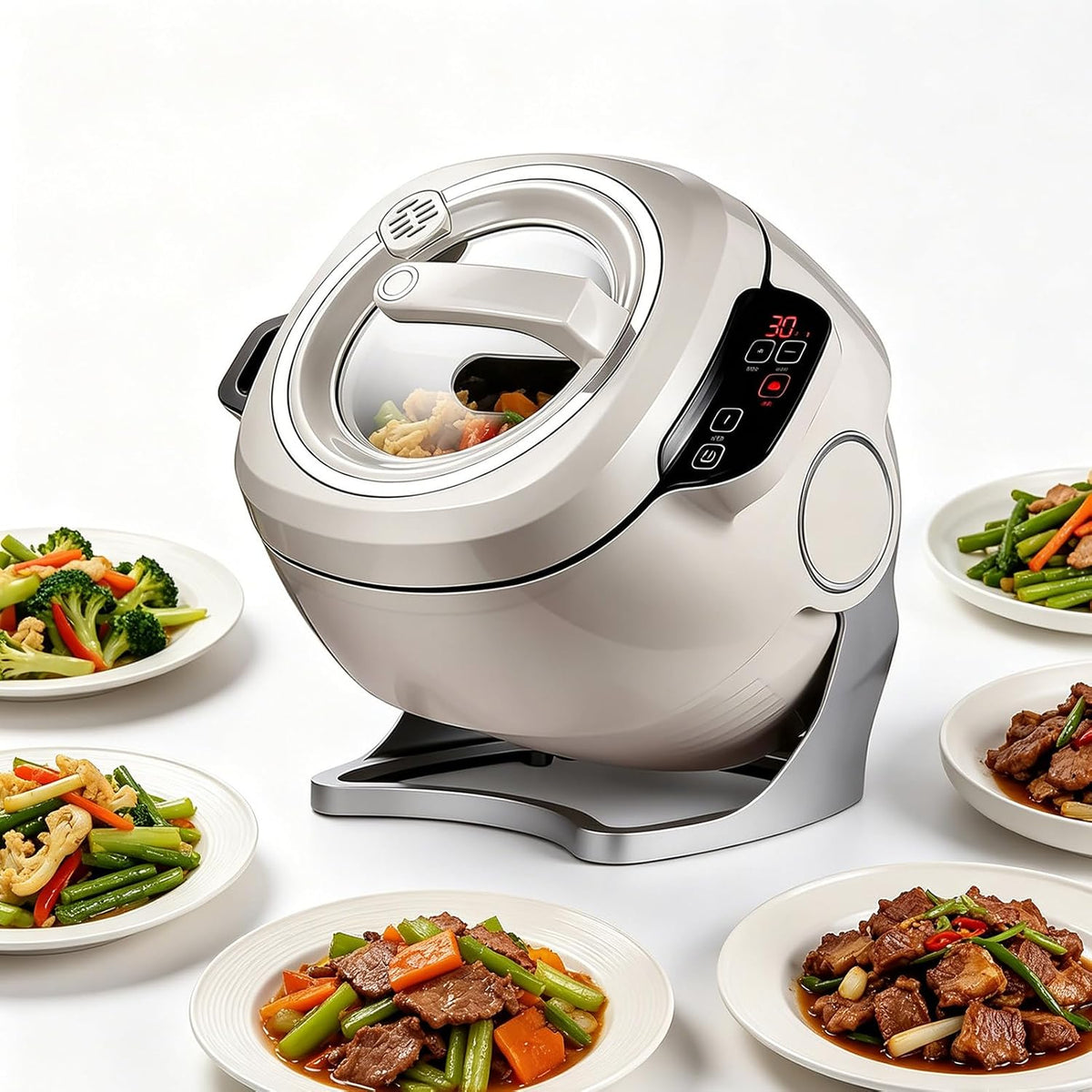 ORIDLECTAL Elektrische Woks, 2000 W, 6 l, Schwarz, Stir-Fry Pan Robot, Küchenmaschine: Elektrischer Kochwok