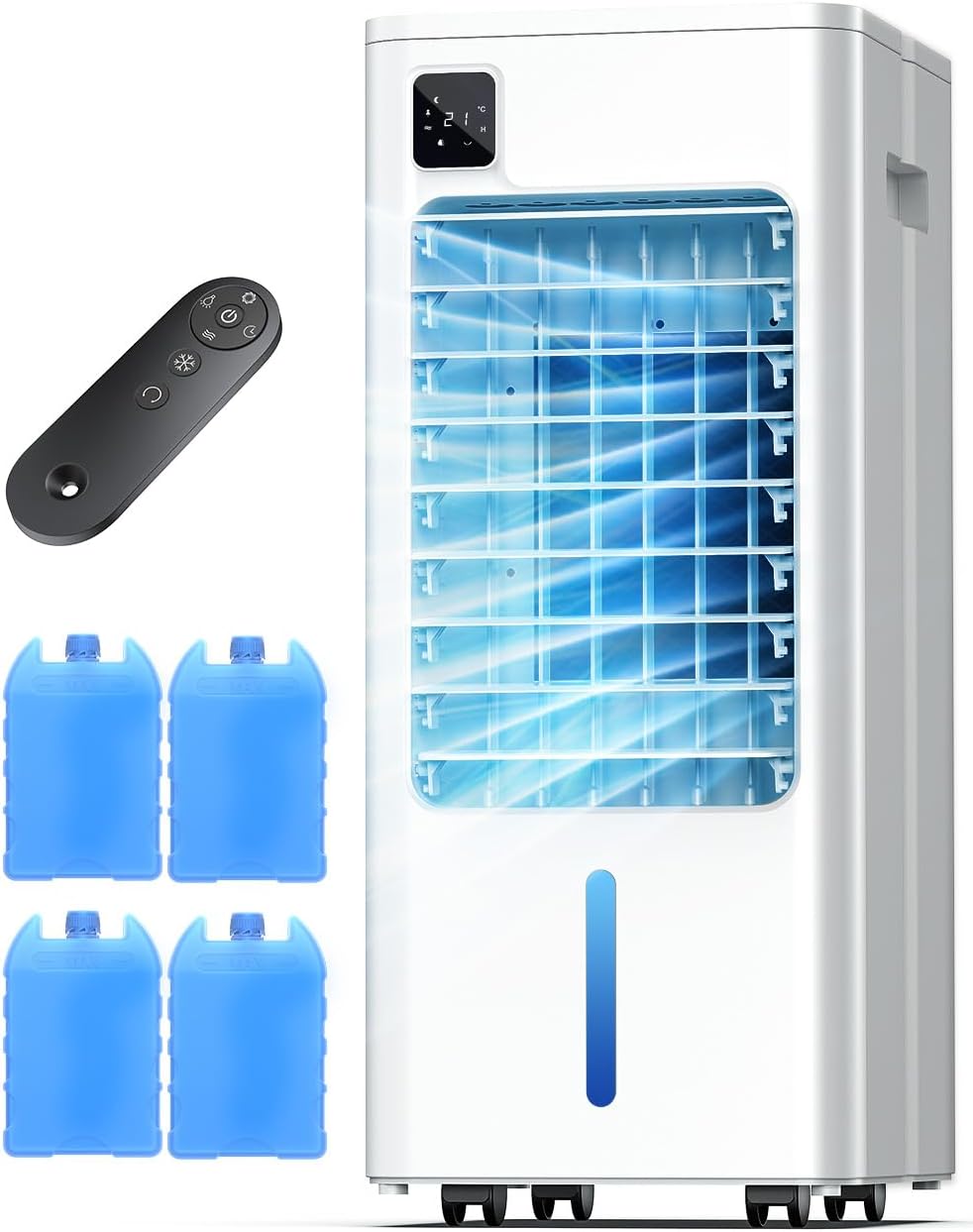 Mobiles Klimagerät, Weiß, Smart tragbarer Luftkühler, kompakter Desktop-Verdunstungsventilator mit leiser Betrieb