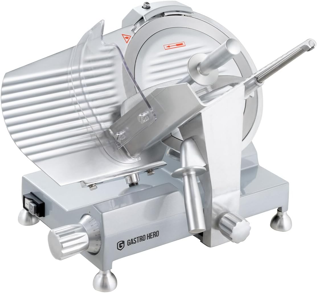 GastroHero Allesschneider, 300 mm, Schwarz, Aufschnittmaschine, einstellbar, Aluminium ASM300