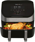 Instant Pot Heissluftfritteuse, 8.5 L, Silber, VersaZone Heißluftfritteuse/XXL Single + Doppelkammer in 1-, 8-in-1 Smart Programme - Frittieren