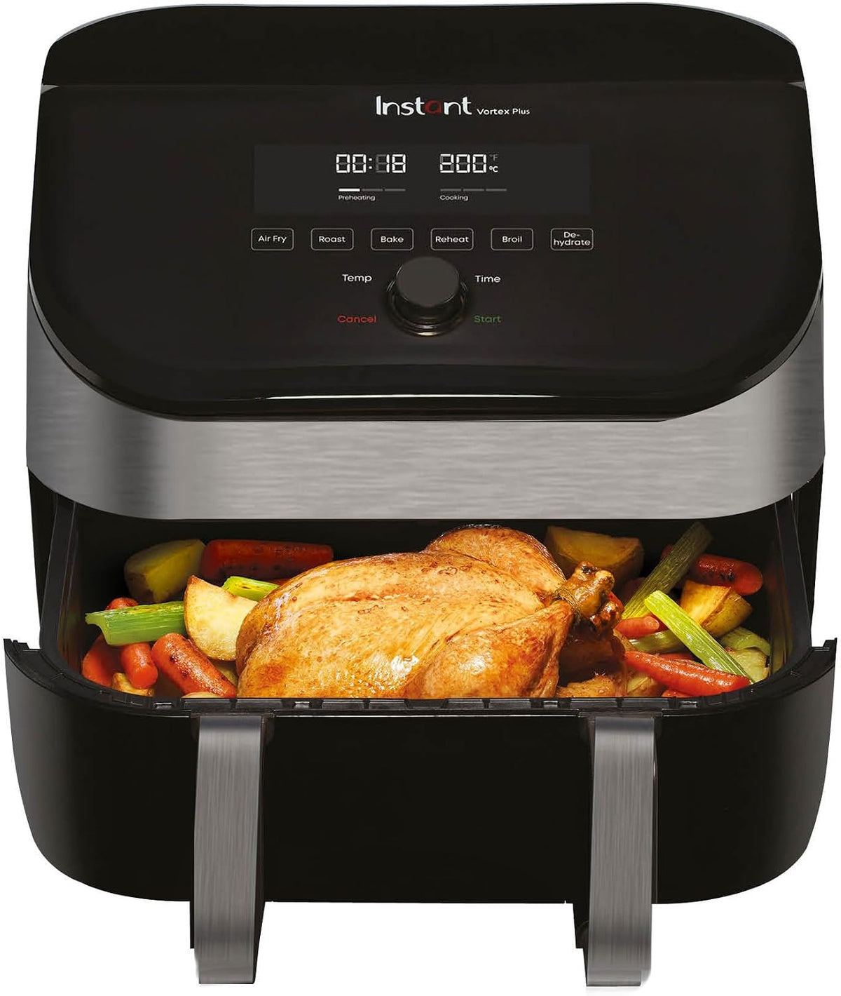 Instant Pot Heissluftfritteuse, 8.5 L, Silber, VersaZone Heißluftfritteuse/XXL Single + Doppelkammer in 1-, 8-in-1 Smart Programme - Frittieren