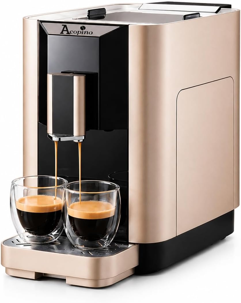 Acopino Kaffeevollautomat, Schwarz/Silber, Venezia Espressomaschine simply coffee, mit Direktwahltaste für Espresso und Kaffee
