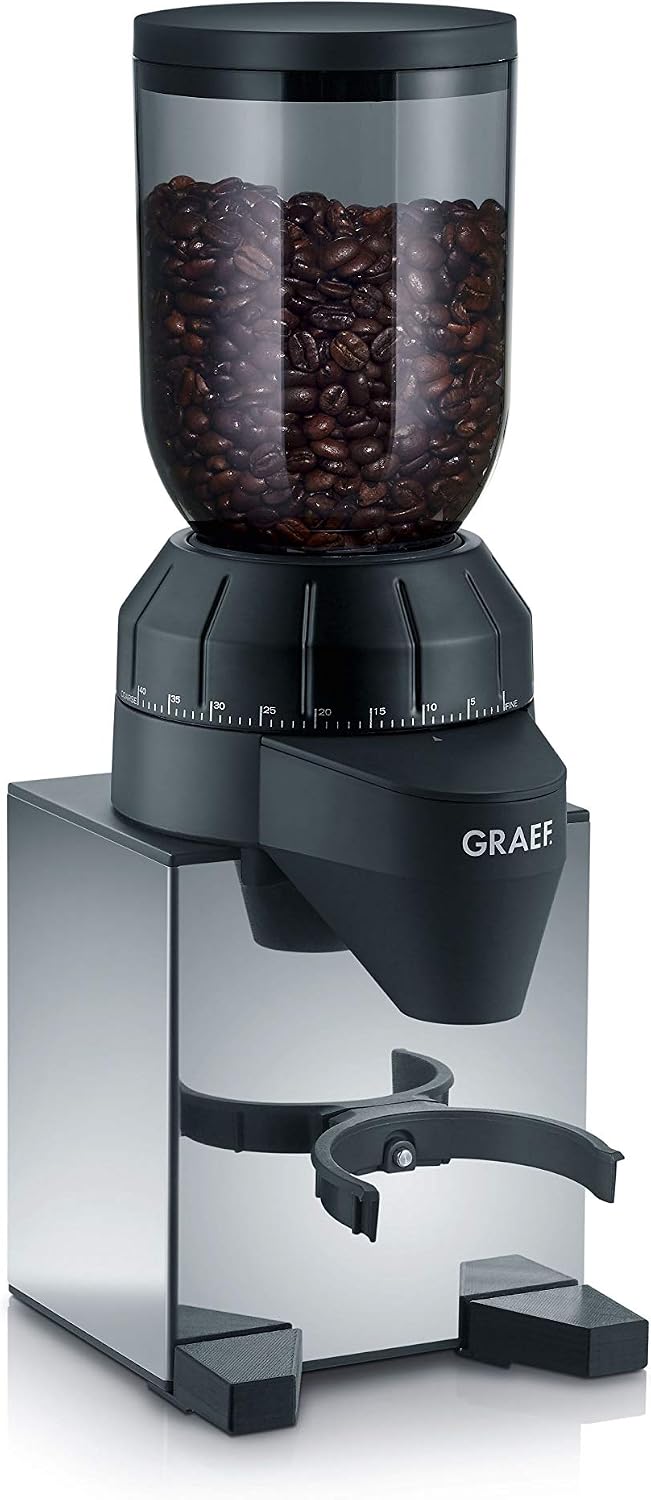 GRAEF. Elektrische Kegelmühlen, Silber, Kaffeemühle CM820, Kegelmahlwerk aus Edelstahl, 40 Mahlgradeinstellungen