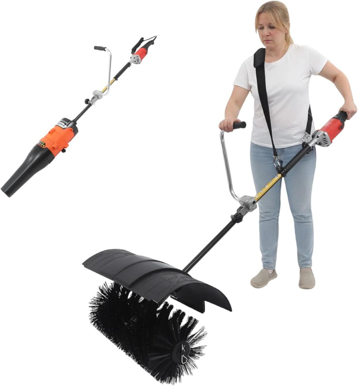 Mqwdxzfes Laubbläser, 55 cm, Schwarz, 2-in-1 Handheld Elektro-Feger Bläser, Kabelgebundener Gebläse mit Bürste & Schultergurt