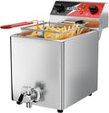 crosson Heißluftfritteuse, 3250 W, 8 L, Silber, Professionelle Elektrische Fritteuse mit ablaufhahn, Temperaturkontrolle 80-200°C Schnelles Erhitzen