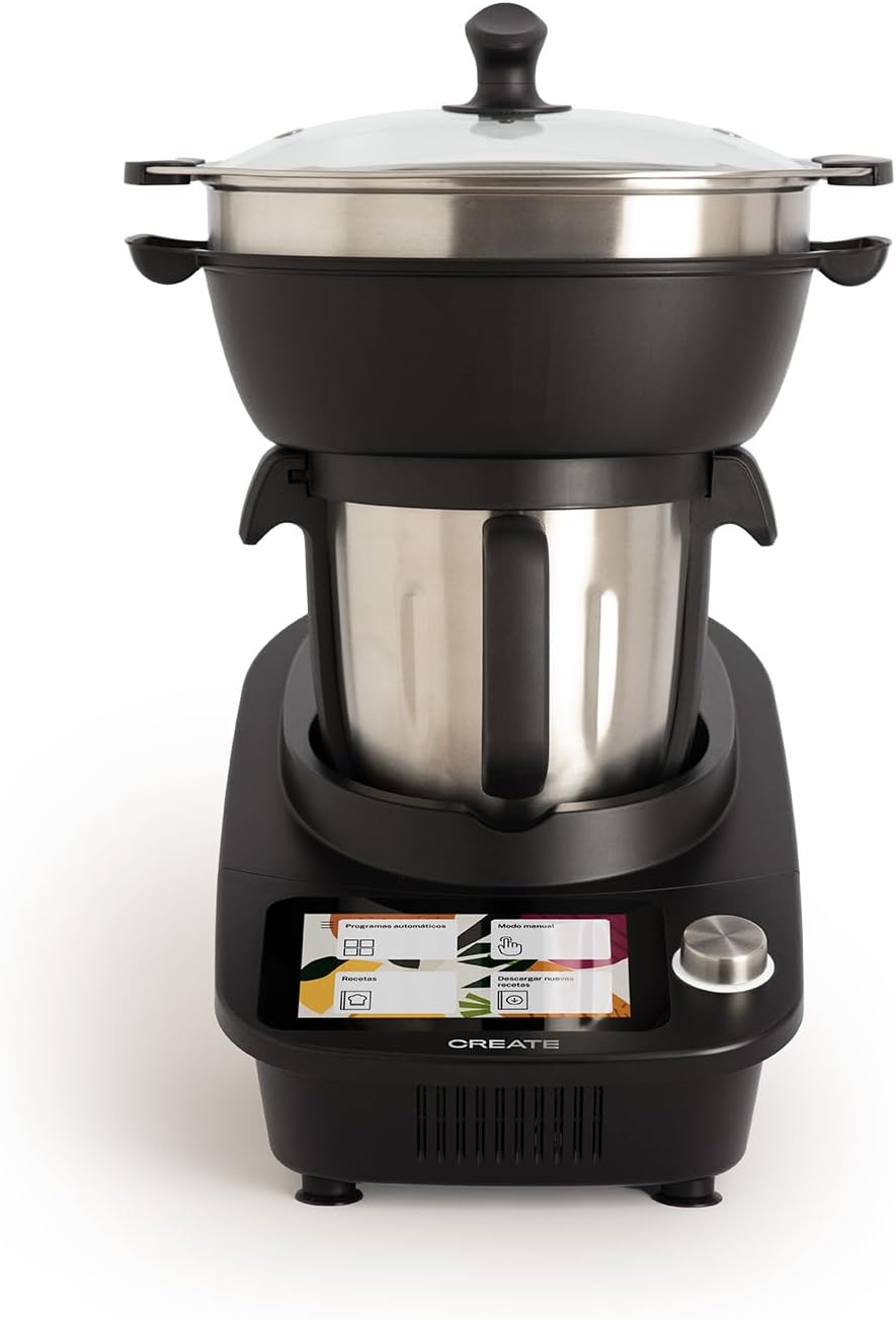 CREATE Universalküchenmaschinen, 1200 W, 4,5 L, Schwarz, /CHEFBOT TOUCH PRO CONNECT/Multifunktionale intelligente