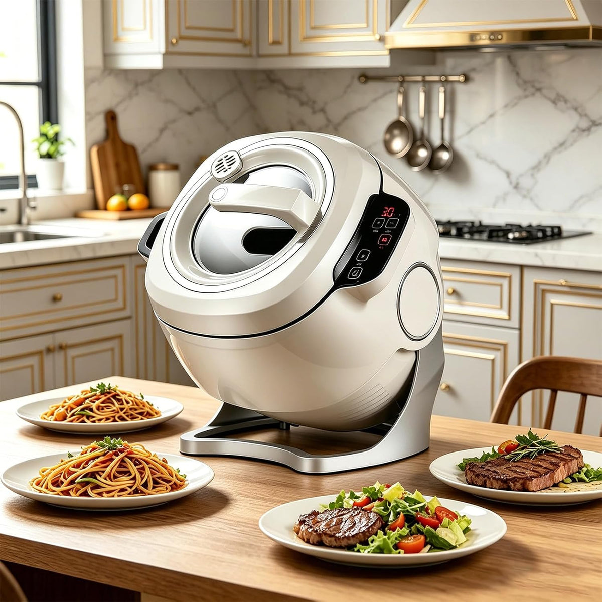 ORIDLECTAL Universalküchenmaschinen, 2000 W, 6 l, Grau, 2026 NEW Kochroboter, Automatische Rührbratmaschine:, Induktion