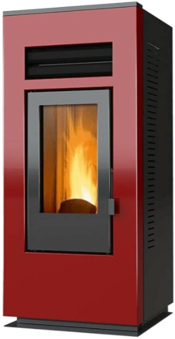 Generico Öfen, Schwarz, Pelletofen Optima Modell One 12 C belüftet Farbe Bordeaux