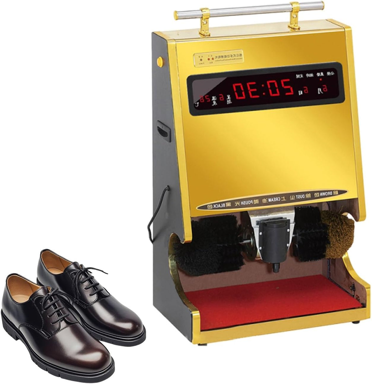 Lissontine Schuhreiniger, 100 W, Edelstahl, Grau, Elektrische Schuhputzmaschine, Automatische Schuhputzmaschine Mit Zwei Bürsten