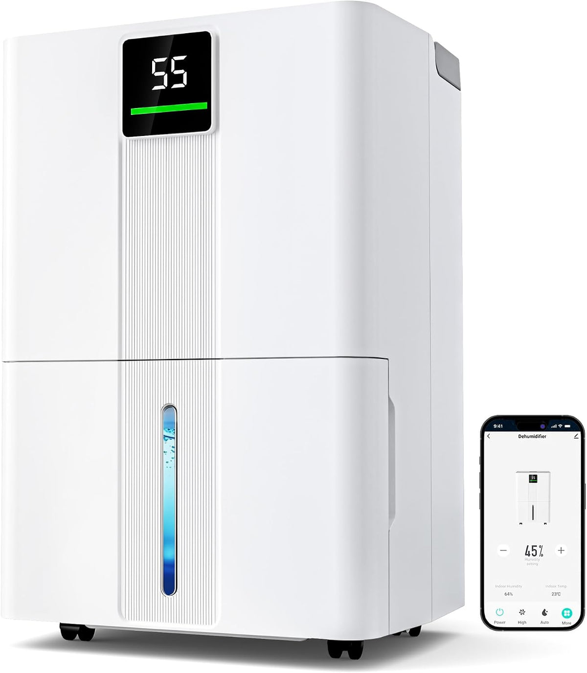 Airfish Luftentfeuchter, 5,5 l, 30 l, Weiß, /Tag, Smart WiFi mit Wassertank, Auto-Abtauung, Schlafzimmer & Wohnzimmer