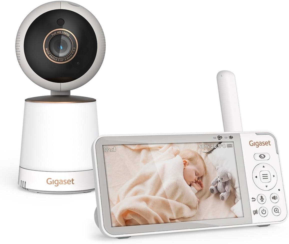 Gigaset Videoüberwachungsgeräte, Weiß, Baby 500 Video, Video-Babyphone mit HD-Videoübertragung, sichere FHSS-Technologie