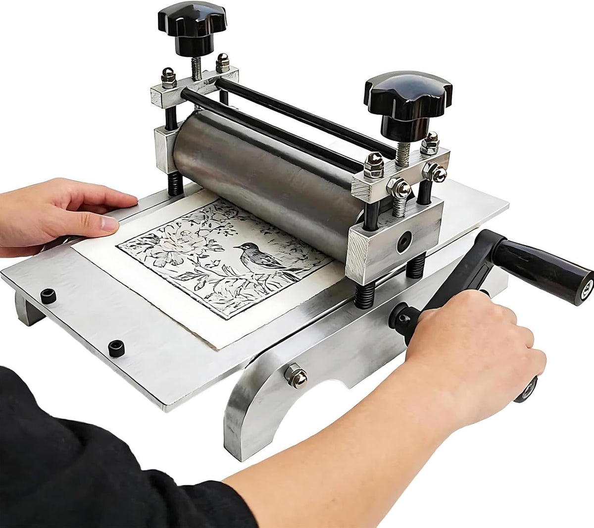 PRECISTECH Druckpressen, Braun, Handbetriebene Druckpresse, Heimstudio Druckwerkzeug, Kupferdruckpresse Und Holzblockpresse