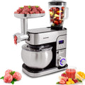 Syntrox Germany Universalküchenmaschinen, 6 Liter, Silber/Schwarz, Küchengerät Kagus Edelstahl Küchenmaschine & Fleischwolf