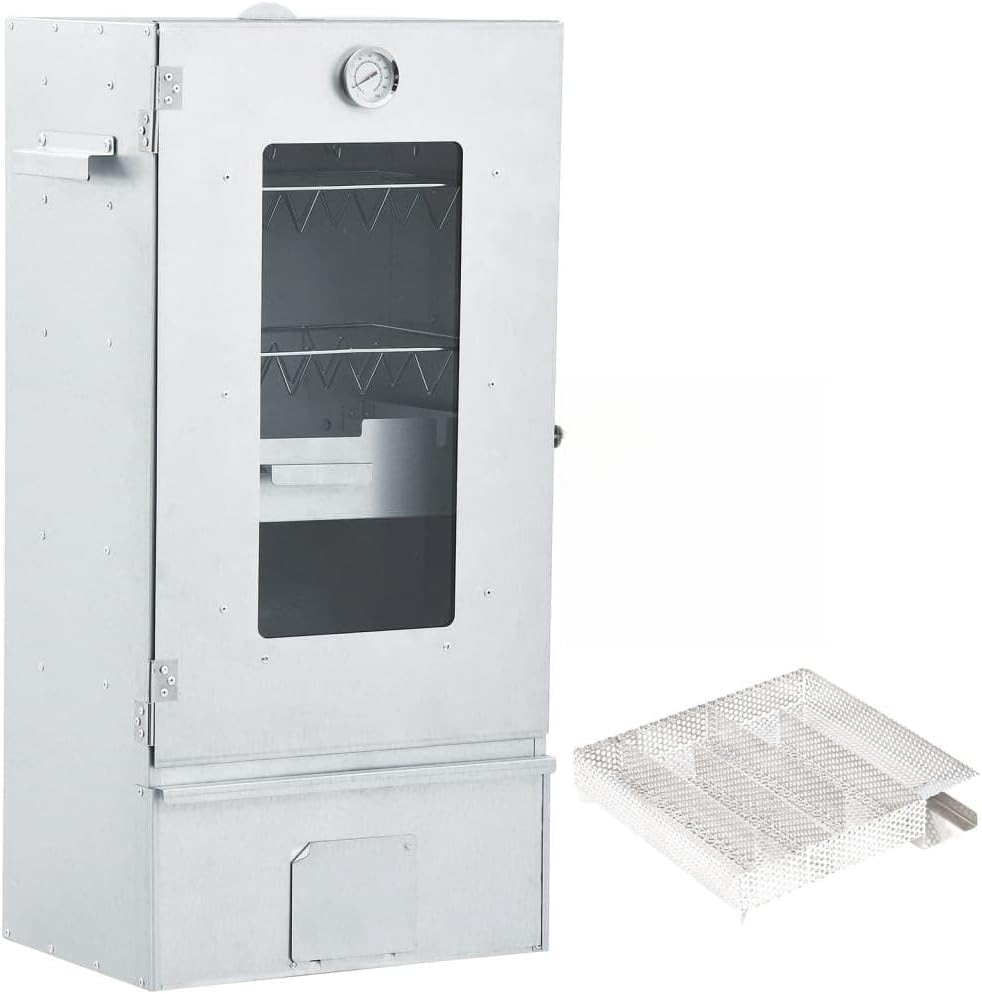 Runheo Powerstation, 44,5x29x83 cm, Verzinkter Stahl, Glas, Transparent, Räucherofen mit Kaltrauchgenerator aus verzinktem Stahl