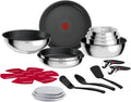 Tefal Backofen, Silber, Ingenio Comfort Max 20-tlg. Kochgeschirr-Set, stapelbar, platzsparend, Titanium Antihaftversiegelung