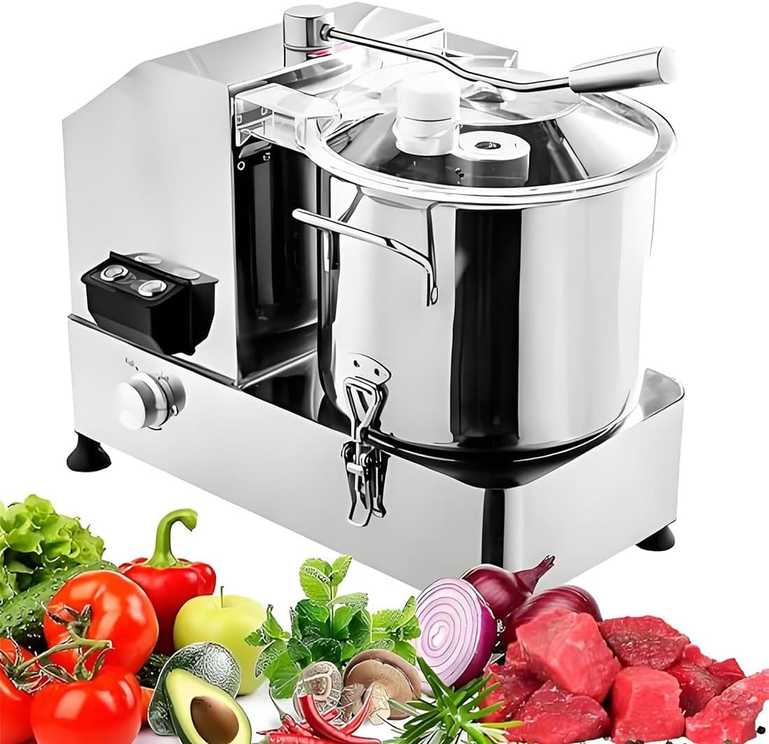 MazmornFly, 1200 W/1800 W/1800 W, 6 l/9 l/15 l, 9 L, Edelstahl 304, Silber, Gewerbliche Küchenmaschine, 1800 W Elektrischer Gemüseschneider